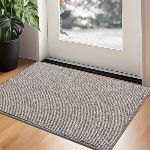 GRANNY SAYS Front Door Mat Indoor Entrance, Indoor Doormat Non Slip Washable, Low Profile Outdoor Welcome Mat, 32 x 20 Resist Dirt Absorbent Entryway Doormat for Floor, Grey