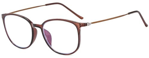 Suertree Blaulichtfilter Distanz Brille Leichte Kurzsichtige Brille Mode Myopia Brillen TR90 für Damen Herren Braun -0.5 Dioptrien