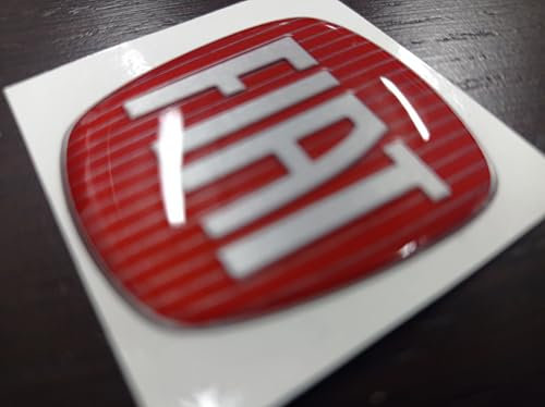 logo adesivo 3d volante compatibile con modelli fiat dimensioni 40 x 43 mm (rossooriginal)