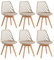 JZGORC Juego de 6 Sillas de Comedor, Silla de Cocina con Respaldo de Malla Calada y Patas de Madera de Haya, Silla de Salón con Cojín de Cuero PU para Sala de Estar, Comedor, Cocina-Caqui