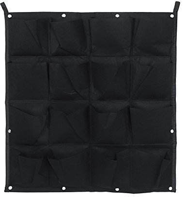 Borse porta contenitori per piante da giardino verticali in feltro Fioriera sospesa a parete per giardino domestico e balcone Nero classico (16 bolsillos 87 * 81CM)