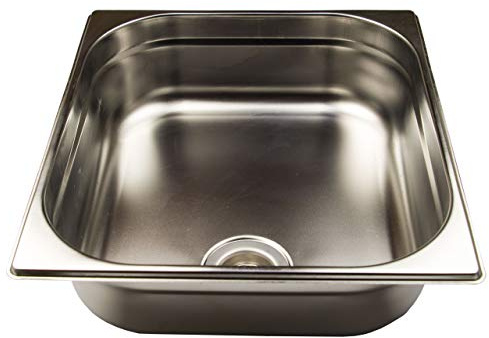 AcMax Waschbecken Edelstahl 354mm x 325mm x 100mm mit einem Universal Ablaufventil.