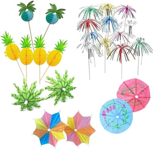 50-Pack Colorful Paper Cocktail Umbrellas - Decorative Drink Umbrellas for Beverages, Cocktails, Cakes & Party Decorations