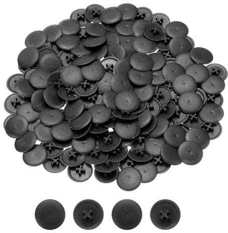 QUARKZMAN Cache-Vis, 108 Pièces 17mm - Cache-Écrou à Vis en Plastique Auto-Verrouillant, Cache-Vis de Décoration pour Écrou de Fixation à Came Phillips, Vis Autotaraudeuses, Noir
