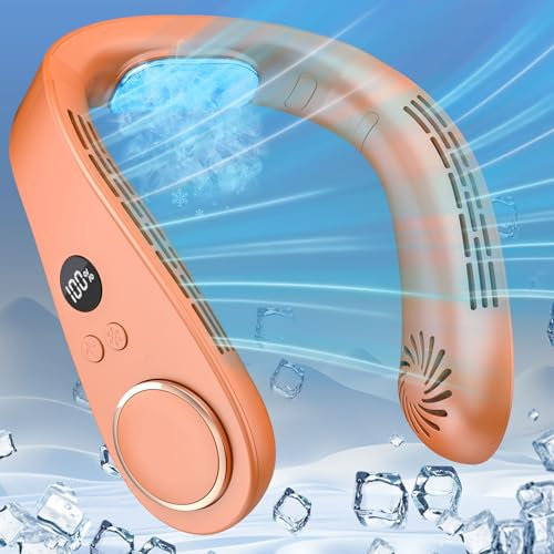 Kouric Air Conditioner Unit Portable Neck Fan Rechargeable,5500mAh Battery Operated Fan,Flexible Around Ac Fan Leafless Hanging Neck Fan with 360° Cooling Airflow,Holiday Gifts for Ladies Male Adults