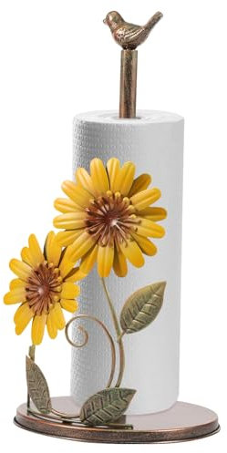 TNTGMG Papierhalter,Sonnenblume Papierrollenhalter,Papierhandtuch-Speicher-Organizer,18×36.7cm,Gelbes Eisen Papierhandtuch Arbeitsplatte Dekoration für Küche,Bad,Bauernhaus