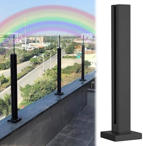 Poste para Barandillas de Vidrio Postes De Barandilla De Vidrio Negro, Kit De Balaustrada De Vidrio Para Exteriores, Balcones, Terrazas Y Piscinas, Altura: 30, 50, 60, 90, 100, 120, 140 Y 150 Cm. Sopo