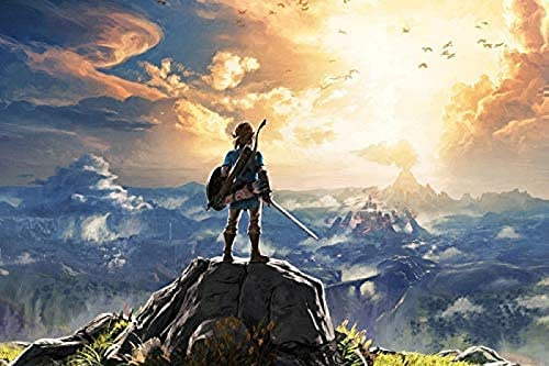 ERUZO 5D-Diamantgemälde, Cartoon, „The Legend of Zelda Breath of the Wild“, Wandkunst, Bild, Kunstdruck, Gemälde, Landschaft, Heimwanddekoration, 40 x 40 cm