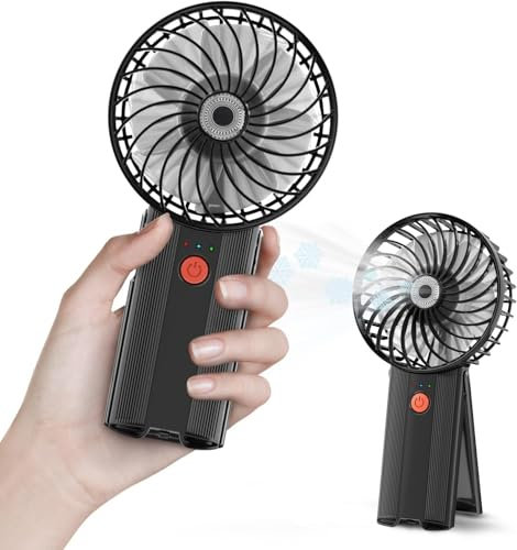 MZGO Portable Handheld Fan, 7 Blades Mini Handheld Fan,15 hrs Working time with Rechargeable Battery, 4 Speeds Low Noise Mini Fans, USB Desk Fans for School, Travel, Camp (Black)