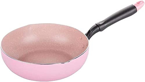 OOMRNV Padella Antiaderente Wok Rosa da 26 Cm, per Friggere, per Uso Generale, per Fornelli A Gas E A Induzione.,Pink