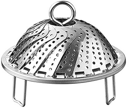 Griglia regolabile per cottura a vapore in acciaio inox, per varie dimensioni di alimenti e requisiti di cottura, pieghevoli in acciaio inox
