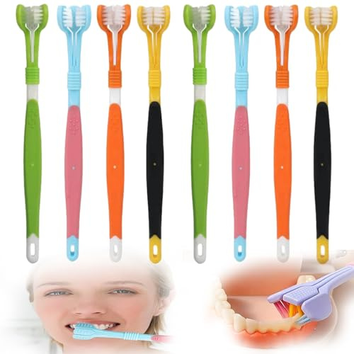 360 Toothbrush Kids, Toothbrushes, 8 Pack 3 Sided Toothbrushes, Smokers Toothbrush for People with Tooth Stains from Smoking and Drinking Coffee Efficient Oral Care Daily Oral Care