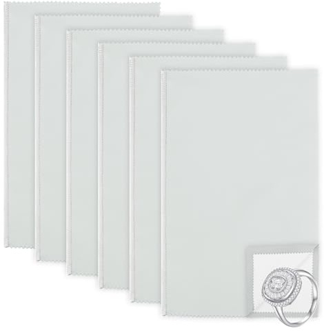 6 Pièces Chamoisine Bijoux Supprimer les Ternures, Double Face Nettoyant Bijoux Argent Nettoyage Serviettes pour Sterling Platine Or Laiton Anneau Regarder Diamant Boucles d'oreilles Gris Clair