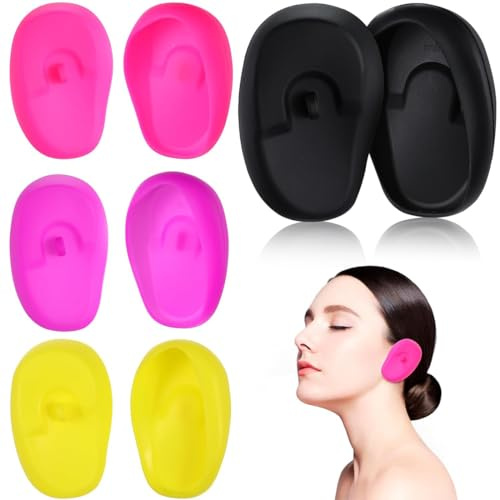 EJRUP 8pcs Ohrenschützer, Ohrenschutz Haare Färben, Ohrenschutz Schwimmen, Silikon-Schilde und Wasserdichte Ohren vor Haarfärbemitteln und Wasser beim Duschen, im Salon oder Friseursalon