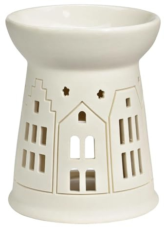 Duftlampe Haus aus Porzellan weiß Teelichthalter Windlicht für Duft Weihnachten