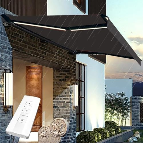 Versenkbare Markise, vollautomatisch, elektrischer Sonnenschutz mit LED-Licht, Outdoor-Baldachin für Hof und Geschäft, Aluminiumrahmen