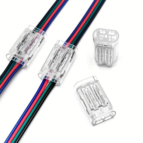 4-poliger Kabelverbinder – Lötfreier Schnellverbinder für 18–20 AWG (0,5–0,75 mm²), Mehradriger Draht-zu-Draht Verbinder, Transparentes PC-Gehäuse, für KFZ- und Industrieverkabelung, 10 Stück