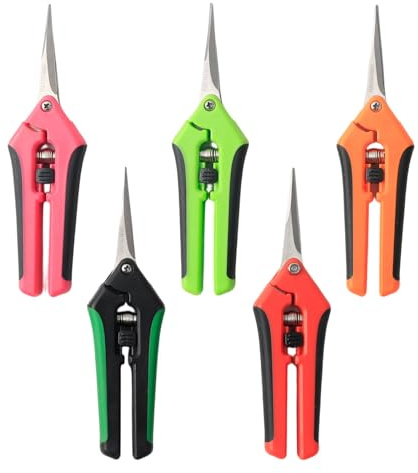 GYYXH Lot 5 Sécateurs Jardin 16,5cm Acier Inoxydable Verrou Sécurité | Acier trempé 3Cr13, lame micro-effilée, ressort intégré, antidérapant, multi-usages bonsaï fleurs fruits