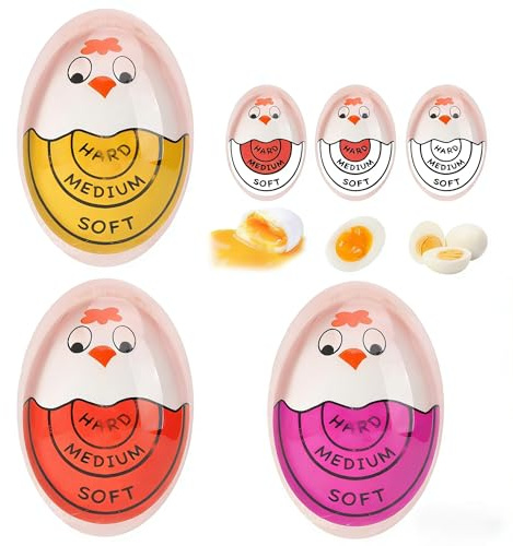 JYYWTSI Temporizador de huevos para cocinar huevos perfectos (duro/medio/blando), silicona segura, divertida forma de gallina, temporizador para familias, escuela, restaurante