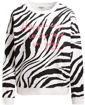 SOCCX Damen Sweatshirt mit Zebra-All-Over-Print Opticwhite, XXXL