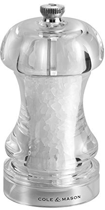 Cole & Mason 125 Salt Grinder Adjustable Coarseness and Easy Refill 12cm | Salt Mill with Hard Wearing Ceramic Grind Mechanism Made From Durable Acrylic Ideal For Home Kitchen Seasoning and Cooking
