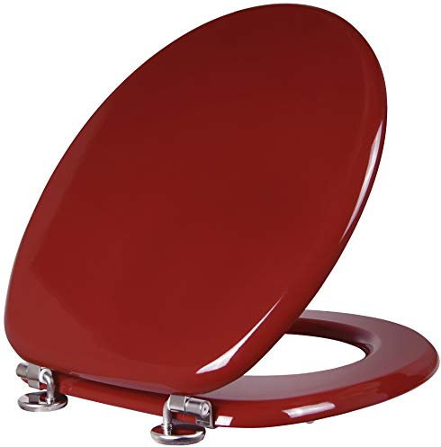 Cornat WC-Sitz Modena - Schlichter Look in rot - Hochwertiger Holzkern - Komfortables Sitzgefühl - Unifarbenes Design passt in jedes Badezimmer / Toilettensitz / Klodeckel / KSH45