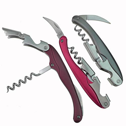 Lot de 3 couteaux de sommelier avec décapsuleur et coupe-capsule en acier inoxydable - 3 couleurs