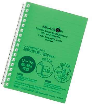 Lihit Lab., Inc. twist ring notebook A6 17 hole green N1664-6