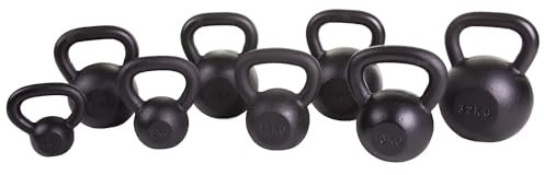Sport-Thieme Gusseisen Kettlebell pulverbeschichtet | Hohe Langlebigkeit | Hochwertige Kugelhantel in 11 Gewichtsklassen: 4 kg - 40 kg | Schwarz | Markenqualität