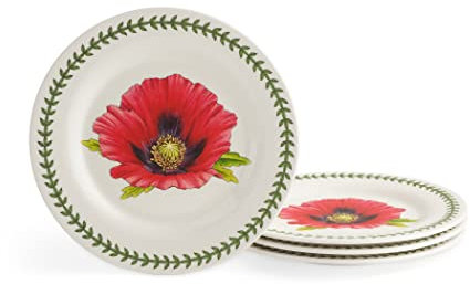 Portmeirion 616042 Botanic Garden Set of 4 Melamine Salad Plates, 8, White
