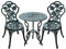 Outsunny Garden Bistro Set with Umbrella Hole, 3 Piece Cast Aluminium Garden Furniture Set, Antique Floral Round Coffee Table and Chairs, Small Balcony Furniture for Outdoor, Patio, Green