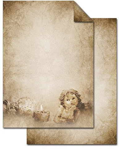 Logbuch-Verlag 100 Blatt Weihnachtsbriefpapier ENGEL VINTAGE 100g DIN A4 beige natur Weihnachten Briefpapier Druckerpapier Papier