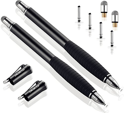 MEKO (2a generazione) [Serie 2 in 1 di precisione] Disco Stylus Pen per iPhone, iPad Pro/mini/Air, Samsung Galaxy Note e tutti i dispositivi touch screen, confezione con 6 punte di ricambio