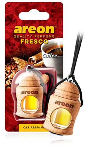 Areon Fresco Auto Duft Kaffee Schwarz Cafe Glas Duftflakon Flakon Holz Hängend Anhänger Spiegel 4ml (Pack x 1)