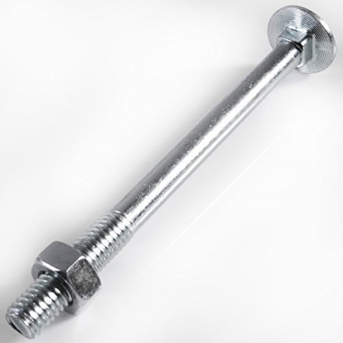 M8 x 150mm (6 Inch) Coach Carriage Bolt and Nut BZP - Pack of 30