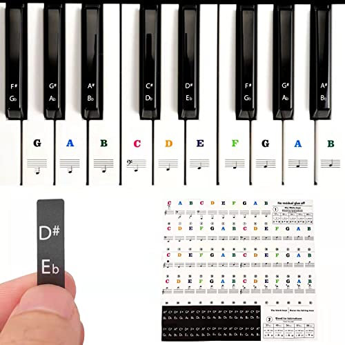 Sunshine smile Klavier Noten Sticker,Klavier Keyboard Noten Aufkleber,Piano Lernen Klaviertasten Aufkleber,Klavier aufkleber kinder,Keyboard Noten Aufkleber für 37/49/54/61/88 !