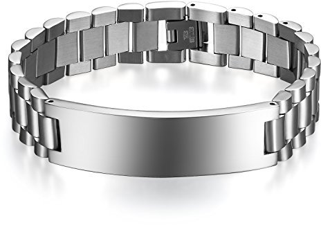 JewelryWe Schmuck Herren Armband Edelstahl Poliert Silber Link Gliederarmband Uhrenarmband