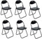 Nyxi Set of 6 X Folding Chair Padded Paris Faux Leather Chair Home Office Dining (6 X Chairs, Black)