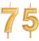 2.76 inch Gold 75th Birthday Candles,Number 75 Cake Topper for Birthday Decorations