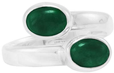 Ring Dos Malaquitas- fair trade Ring, Handarbeit aus Mexiko, 925 Sterling Silber