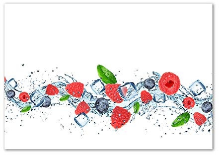 Tulup Splashback - Backsplash - Cooker Hob Wall Splashback - Kitchen Wall Panels - Heat Resistant - Toughened/Tempered Safety Real Glass - 100x70cm - Food & drinks - Red - Forest fruits with ice