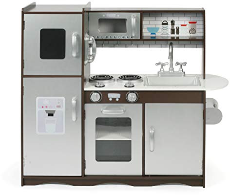 Bayer Chic 2000 - Cocina de Juguete de Madera para niños a Partir de 3 años, Cocina Infantil, marrón, Plata
