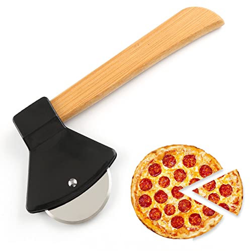 MacroHu Lustige Pizzaschneider,Axt Pizzaroller aus Edelstahl,Hochwertige pizza schneidemesser,Zerteilt Pizza mühelos in servierfähige Stücke,Schneidet Ohne Wackler,Sehr scharf,Stilvoll(Schwarz)