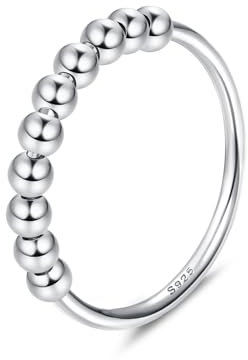 Milacolato 925 Sterling Silber Angst Spinning Ringe mit Perlen Band Ring für Dünne Stapelbare Ringe für Damen