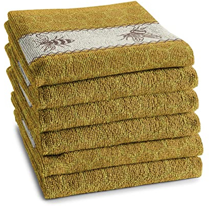 DDDDD, Küchentücher, Bees, Küchenhandtücher, Geschirrtücher, Küchen Zubehör, Geschirrtuch, Baumwolle, Gelb, 6 Stück