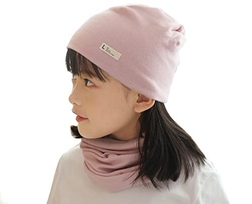 VUCDXOP Baby Beanie Mütze + Schal Set, Unisex, Rosa, Baumwolle, Einfarbig, Modern, Waschbar, Feuchtigkeitsableitend, Beanie, Mütze, Kinder, Babys, Kleinkinder, Frühling, Herbst, Winter