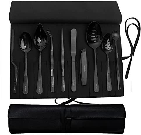 CREATIVECHEF Professional Chef Plating Kit, 10 Piece Culinary Plating Set, Black, Stainless Steel