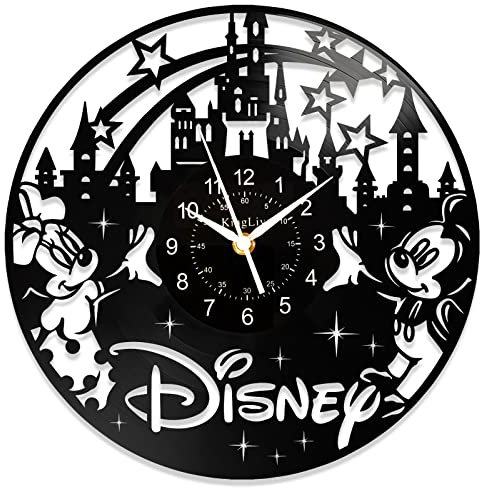 QIANGGE Disney Wanduhr Mickey Mouse Uhr, Vinyl-Schallplattenuhr, 30,5 cm große Disney-Uhren, niedliche Wandkunst, Raumdekoration, handgefertigte Uhr, kreative Geschenke für Kinder oder Mickey- und