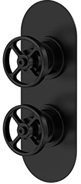 Hudson Reed SIWTW401 Revolution Modern Industrial Twin Thermostatic Concealed Shower Valve - 1 Outlet, 215mm, Matt Black