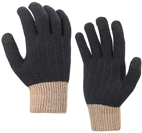 TANNESS Touch Screen Thermal Gloves - Winter Gloves - Knitted Hand Warmers - Windproof Women Gloves for Cycling, Skiing, Hiking - Winter Gloves for Women - Gloves (Black)
